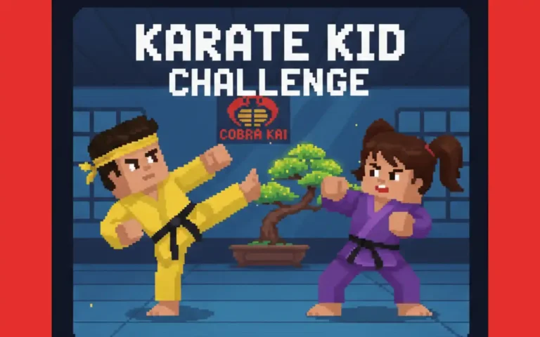 There are two cartoon characters who are playing karate kid challenge in bitlife