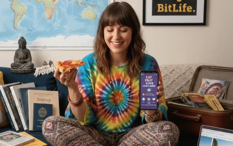 A girl with brown enjoying his pizza after successfully completing the eat pray love challenge and share his achievement with audience