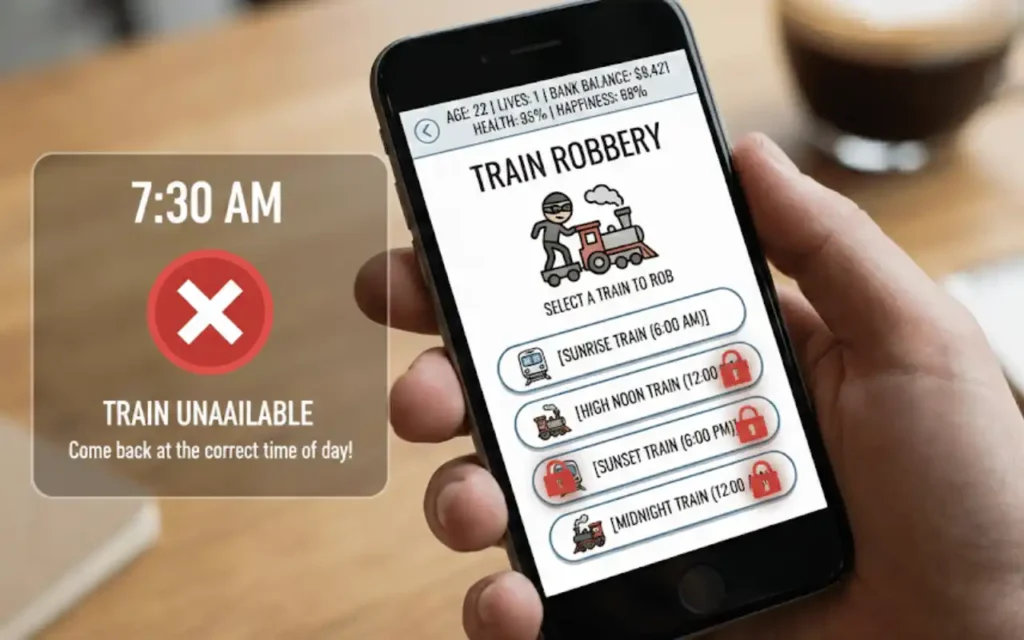 This images clearly display that the train robbery is time dependent