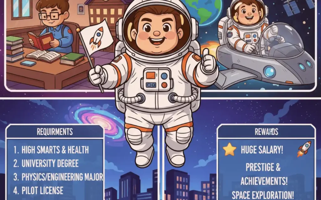 This image is a infographic that clearly describe the  astronaut career and describe why it is most precious paths in game