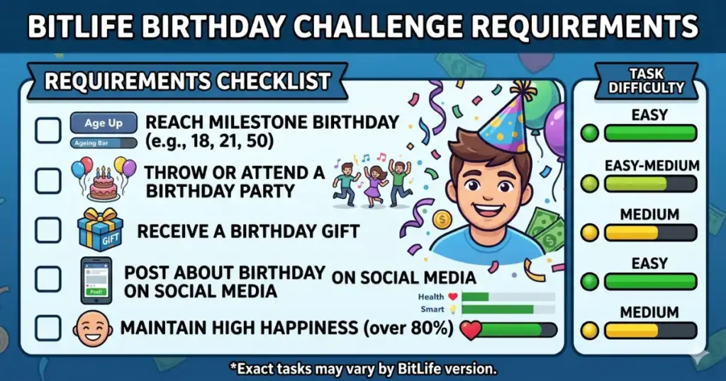 BitLife Birthday Challenge Requirements
