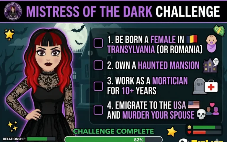 Mistress of the dark challenge in bitlife