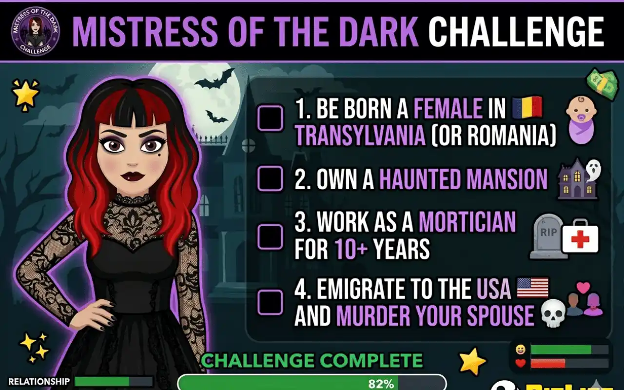 Mistress of the dark challenge in bitlife